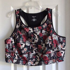 Torrid Active Floral Skull Print Racerback Sports Bra Women's Size 4